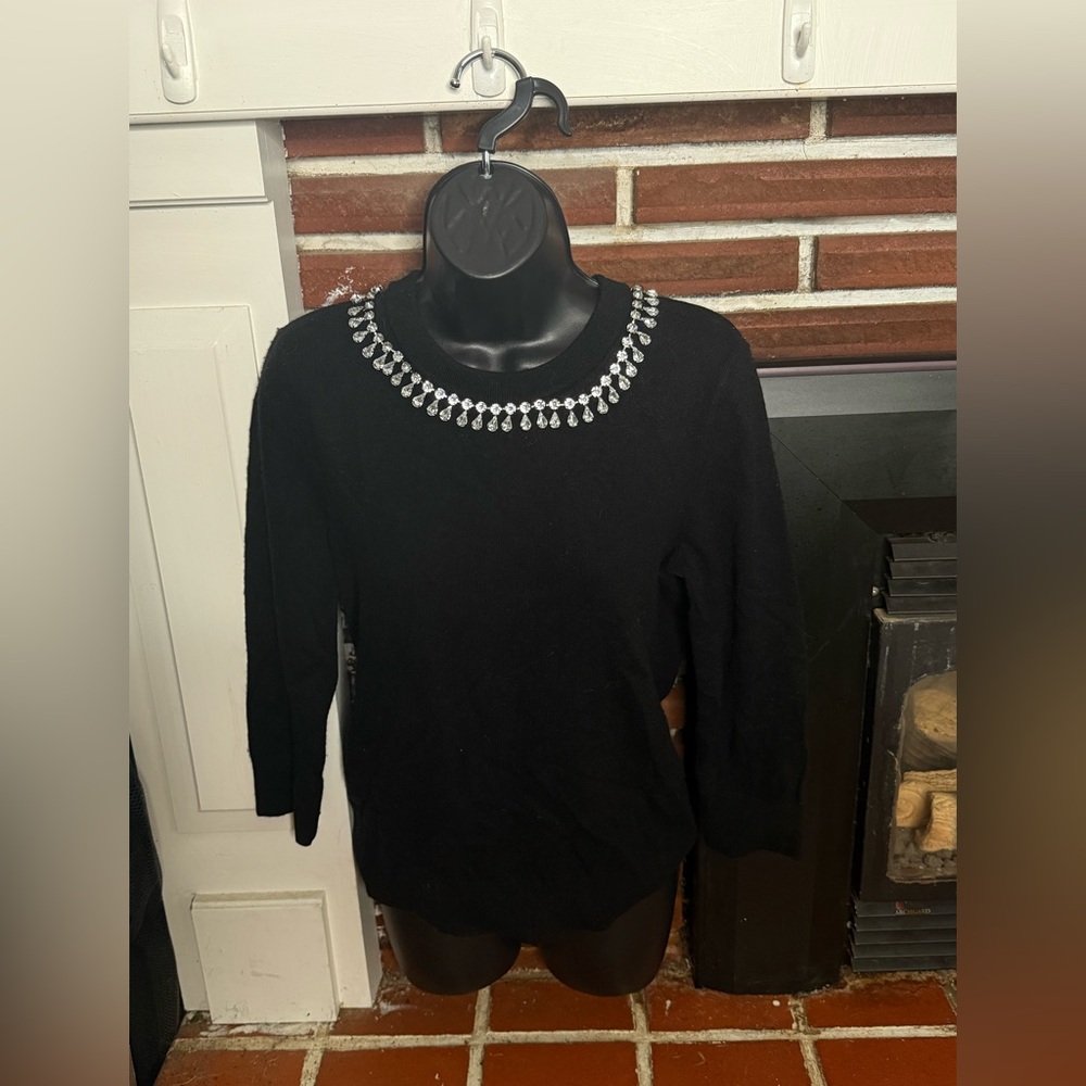 Kate Spade Size S Elegant Black Embellished Jewel Women's Knit Sweater Top